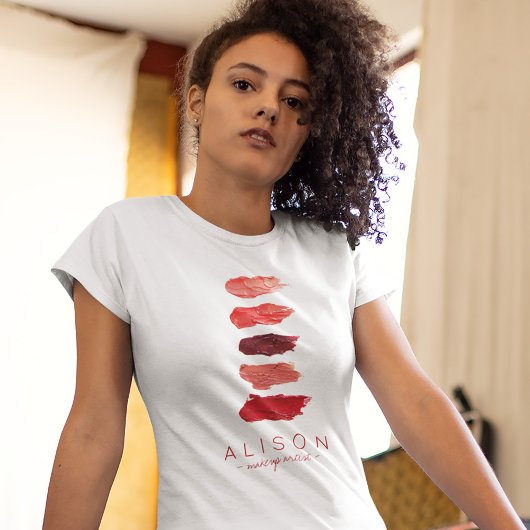Make-up artiest naam lippenstift kleuren stalen t-shirt