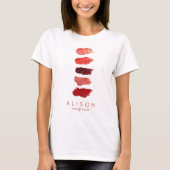Make-up artiest naam lippenstift kleuren stalen t-shirt (Voorkant)