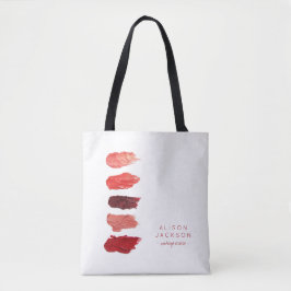 Make-up artiest naam lippenstift kleuren stalen tote bag