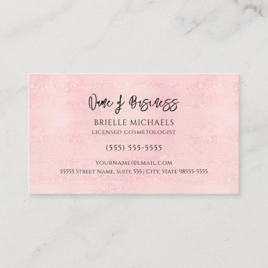 Make-up artiest parel roze lippenstift kus cosmeto visitekaartje (Achterkant)