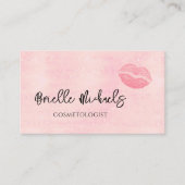 Make-up artiest parel roze lippenstift kus cosmeto visitekaartje (Voorkant)