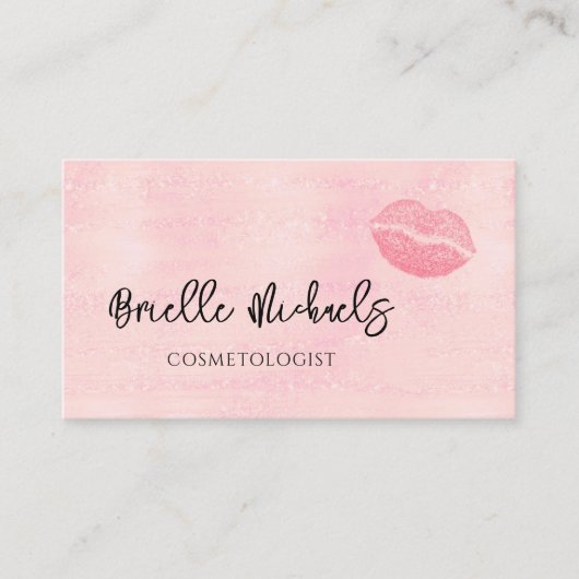 Make-up artiest parel roze lippenstift kus cosmeto visitekaartje (Voorkant)