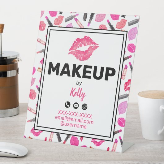 Make-up artiest promotionele lippenstift lipprint reclamebord met voetstuk (Insitu)
