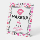 Make-up artiest promotionele lippenstift lipprint reclamebord met voetstuk (Voorkant)