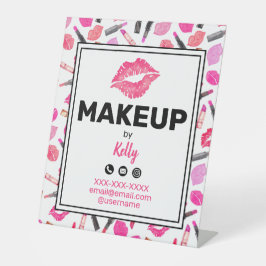 Make-up artiest promotionele lippenstift lipprint reclamebord met voetstuk