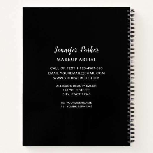 MAKE-UP ARTIEST Rode Logo Kiss Naam Notitieboek (Achterkant)