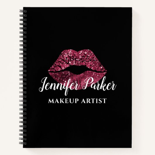MAKE-UP ARTIEST Rode Logo Kiss Naam Notitieboek (Voorkant)