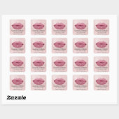 Make-up Artiest Roos Glitter Lips Naam Web Vierkante Sticker (Vel)