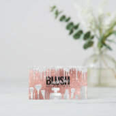 Make-up Artiest Roos Gouden Glitter + Platina Drip Visitekaartje (Staand voorkant)
