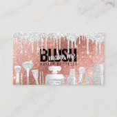 Make-up Artiest Roos Gouden Glitter + Platina Drip Visitekaartje (Voorkant)