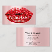 Make-up Artiest Roos Kiss Lips Rood Glam Glitter Visitekaartje (Voorkant / Achterkant)