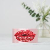 Make-up Artiest Roos Kiss Lips Rood Glam Glitter Visitekaartje (Staand voorkant)