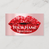 Make-up Artiest Roos Kiss Lips Rood Glam Glitter Visitekaartje (Voorkant)