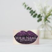 Make-up Artiest Roos Kiss Lips Violet Glam Glitter Visitekaartje (Staand voorkant)
