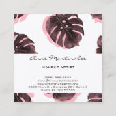 Make-up Artiest Roze en Zwart Monstera Leaf Vierkante Visitekaartje (Achterkant)