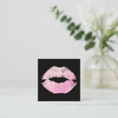 Make-up Artiest Roze Glitter Kissing Lips Square Vierkante Visitekaartje (Staand voorkant)