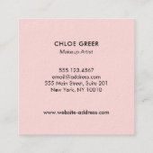 Make-up Artiest Roze Glitter Kissing Lips Square Vierkante Visitekaartje (Achterkant)