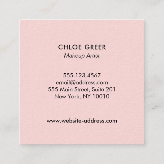 Make-up Artiest Roze Glitter Kissing Lips Square Vierkante Visitekaartje (Achterkant)