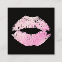 Make-up Artiest Roze Glitter Kissing Lips Square