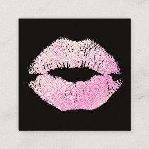 Make-up Artiest Roze Glitter Kissing Lips Square Vierkante Visitekaartje