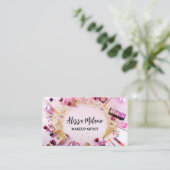 Make-up artiest roze goud QR code Social Media Visitekaartje (Staand voorkant)