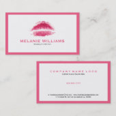 Make-up artiest roze lippen op wit met roze rand visitekaartje (Voorkant / Achterkant)