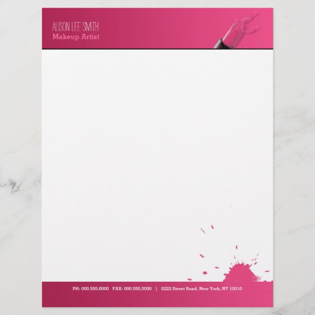 Make-up artiest / roze lippenstift briefhoofd (Voorkant)