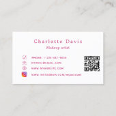 Make-up artiest roze lippenstift QR code Visitekaa Visitekaartje (Achterkant)