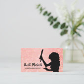 Make-up artiest roze meisje meisje cosmetoloog visitekaartje (Staand voorkant)