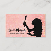Make-up artiest roze meisje meisje cosmetoloog visitekaartje (Voorkant)