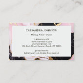 Make-up Artiest Roze Zwart Wit Marmer Glitter Lash Visitekaartje (Achterkant)