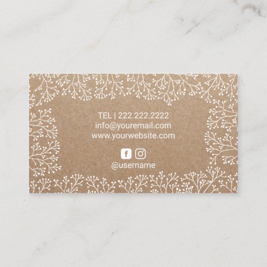 Make-up Artiest Rustieke Babys Ademhaling Bloemen  Visitekaartje (Achterkant)