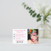 Make-up artiest sociale media foto minimaal roze visitekaartje (Staand voorkant)