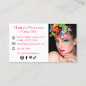 Make-up artiest sociale media foto minimaal roze visitekaartje (Voorkant)