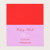 MAKE-UP ARTIEST VISITEKAARTJE ROZE EN ROOD (Buitenkant ongevouwen)