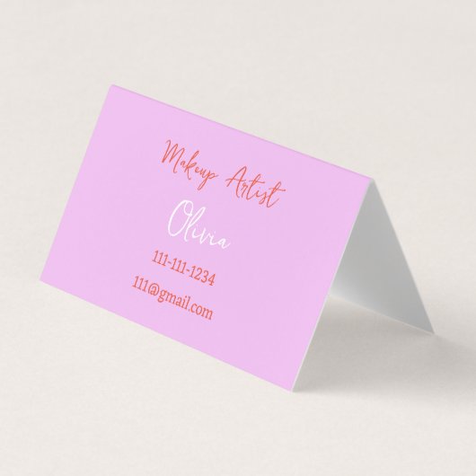 MAKE-UP ARTIEST VISITEKAARTJE ROZE EN ROOD (Voorkant)