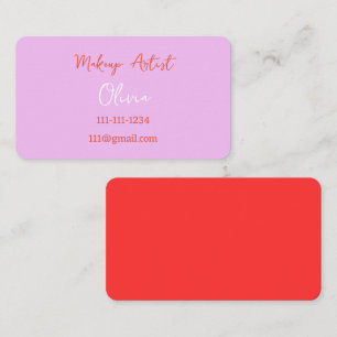 MAKE-UP ARTIEST VISITEKAARTJE ROZE EN ROOD