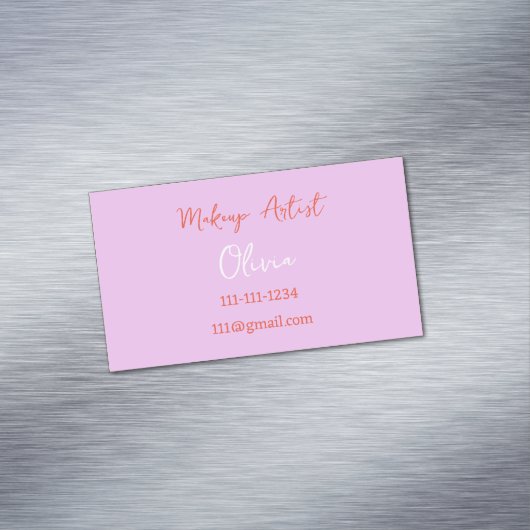 MAKE-UP ARTIEST VISITEKAARTJE ROZE EN ROOD MAGNETISCH VISITEKAARTJE (Voorbeeld)