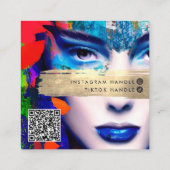 Make-up artiest voegt QR-code & sociale media kleu Vierkante Visitekaartje (Achterkant)