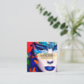 Make-up artiest voegt QR-code & sociale media kleu Vierkante Visitekaartje (Staand voorkant)
