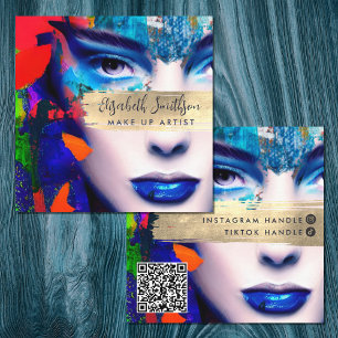 Make-up artiest voegt QR-code & sociale media kleu Vierkante Visitekaartje