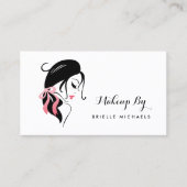 Make-up artiest vrouw met wimpers en roze boog visitekaartje (Voorkant)