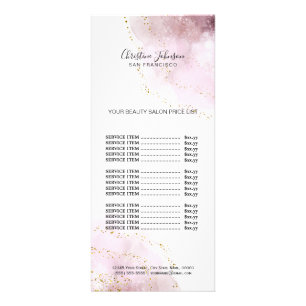 make-up artiest waterverf Prijslijst faux glitte Reclamekaart