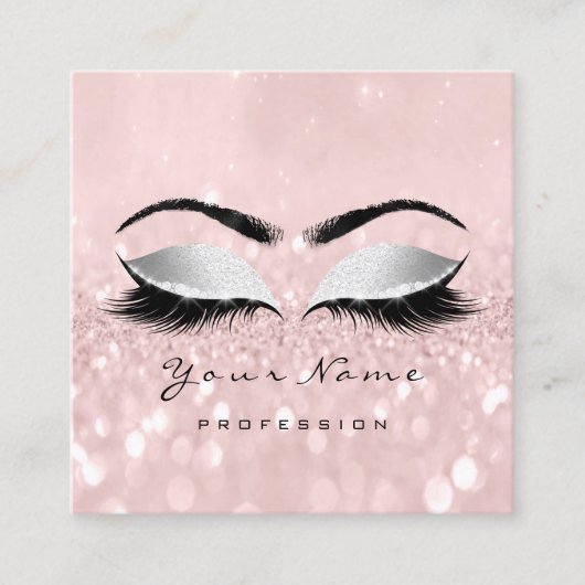 Make-up Artiest Wenkbrauw Eye Lash Glitter Roze Gr Vierkante Visitekaartje (Voorkant)