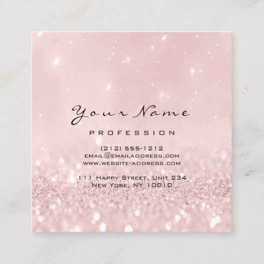 Make-up Artiest Wenkbrauw Eye Lash Glitter Roze Gr Vierkante Visitekaartje (Achterkant)