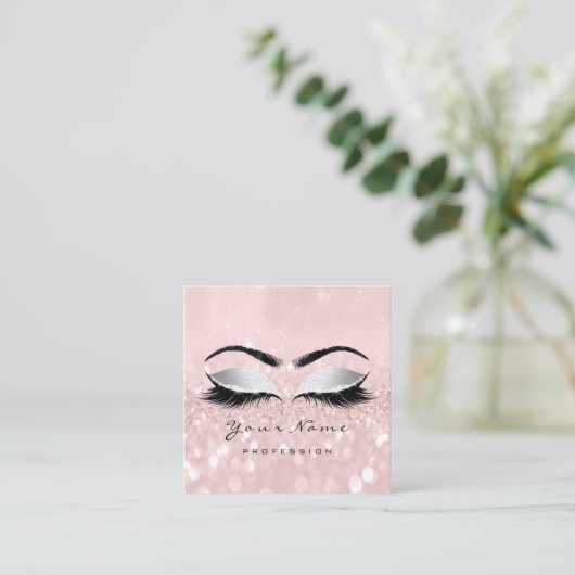 Make-up Artiest Wenkbrauw Eye Lash Glitter Roze Gr Vierkante Visitekaartje (Staand voorkant)