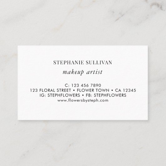 Make-up Artiest Wildflower Visitekaartje (Achterkant)