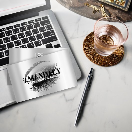 Make-up artiest wimper extensies QR LOGO Silver Visitekaartje