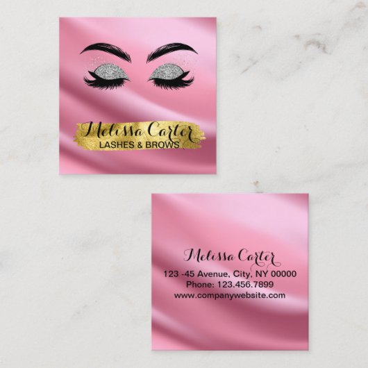 Make-up Artiest Wimper Extensies Wimpers Brows Vierkante Visitekaartje (Voorkant / Achterkant)