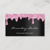 Make-up artiest wimper zwart druppels roze visitekaartje (Voorkant)